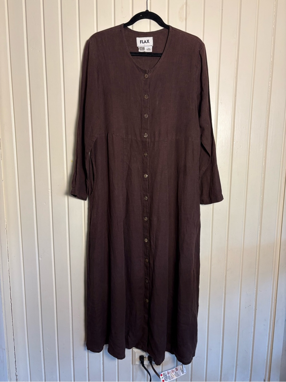 Flax Linen Cottagecore Maxi Button Down Dress size medium